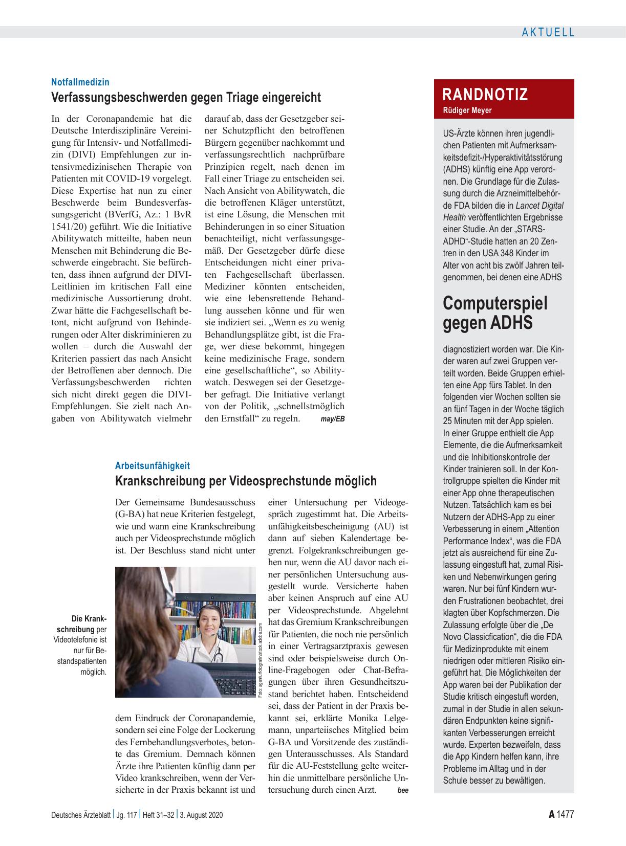 Vorschauseite 1: Randnotiz: Computerspiel gegen ADHS