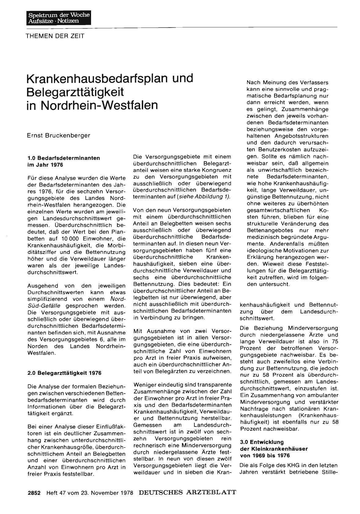 Vorschauseite 1: Krankenhausbedarfsplan und Belegarzttätigkeit in Nordrhein-Westfalen