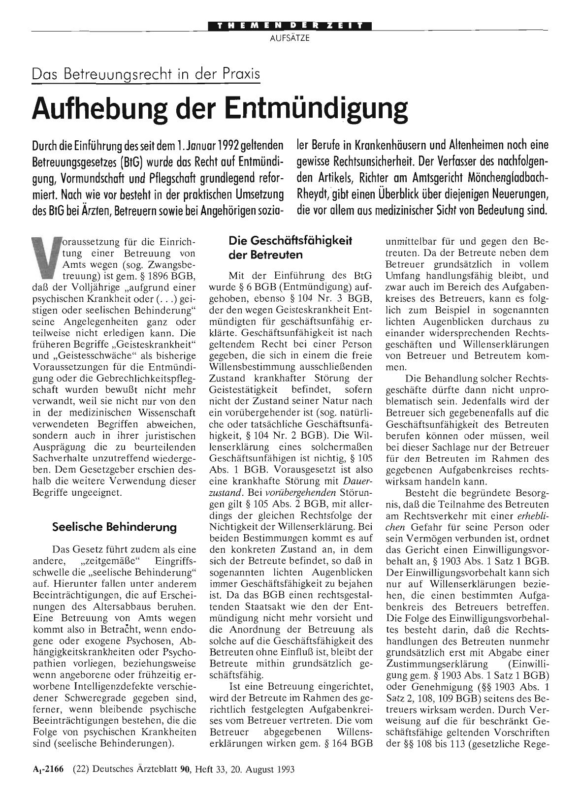 Vorschauseite 1: Das Betreuungsrecht in der Praxis: Aufhebung der Entmündigung
