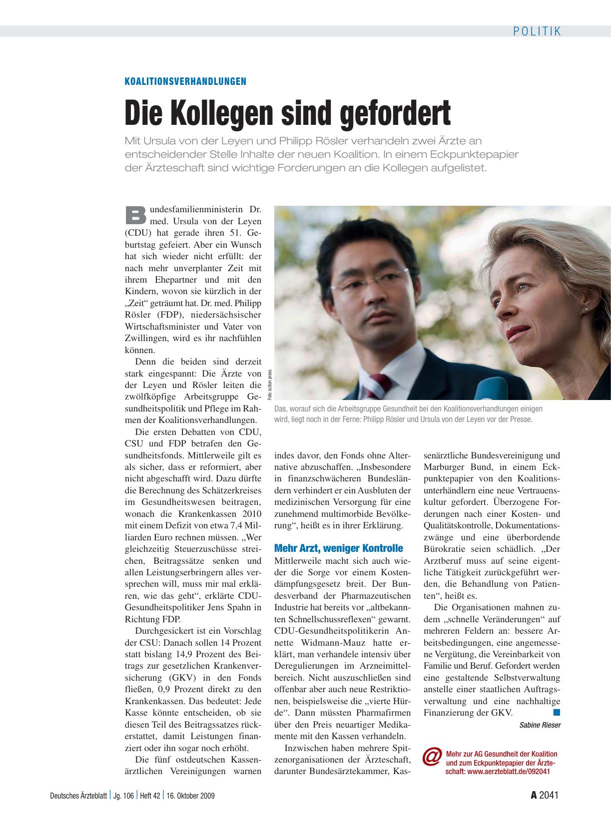 Vorschauseite 1: Koalitionsverhandlungen: Die Kollegen sind gefordert