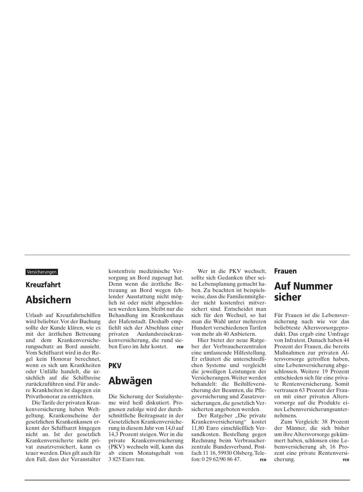 Vorschauseite 1: Kreuzfahrt: Absichern