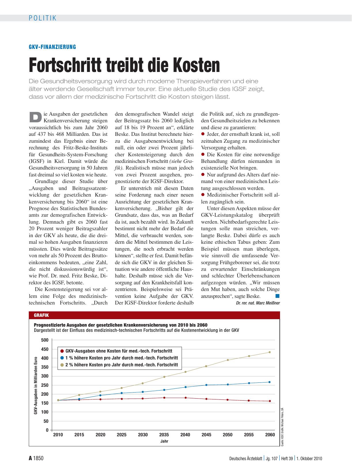 Vorschauseite 1: GKV-Finanzierung: Fortschritt treibt die Kosten