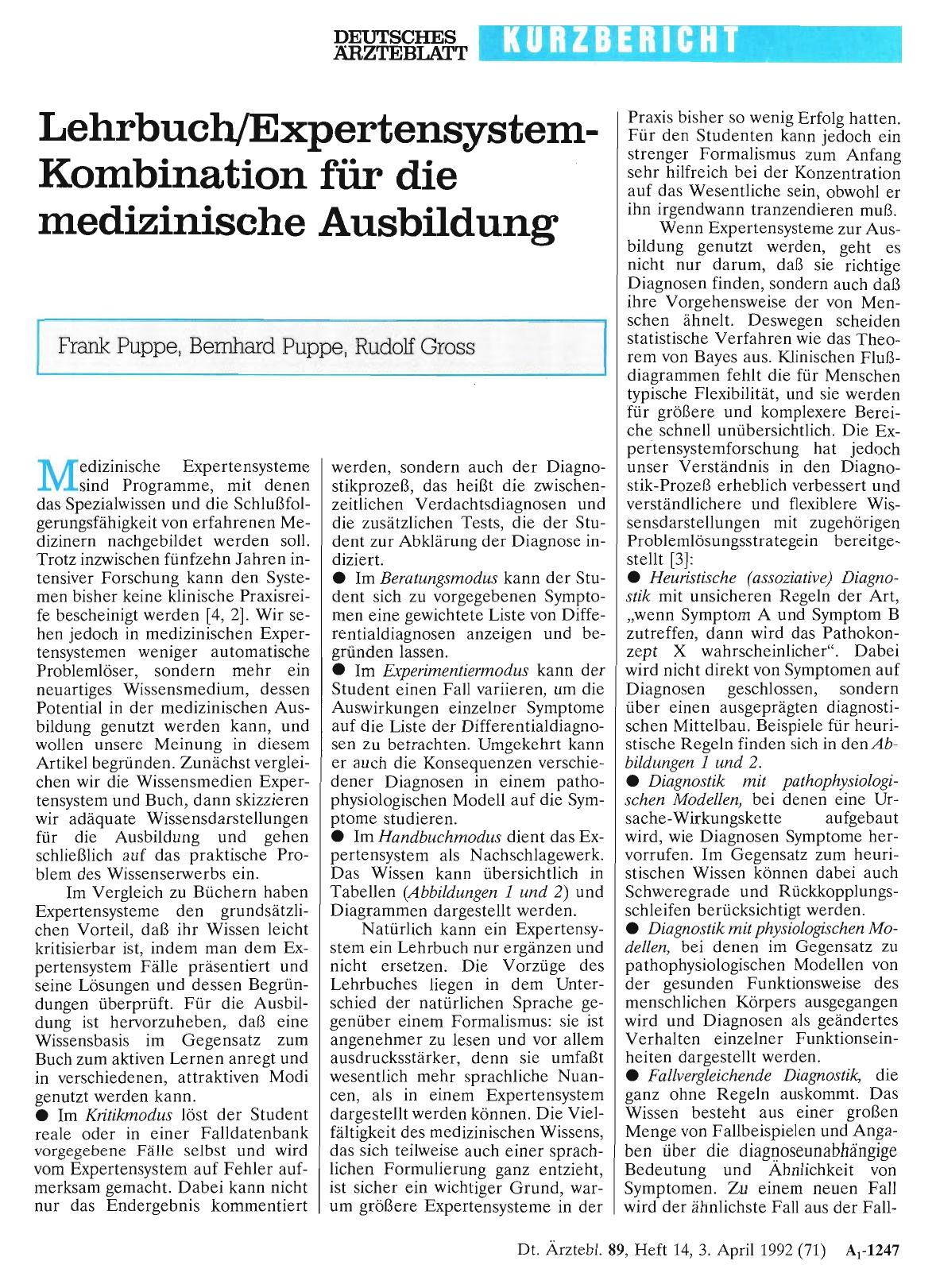 Vorschauseite 1: Lehrbuch/Expertensystem - Kombination für die medizinische Ausbildung