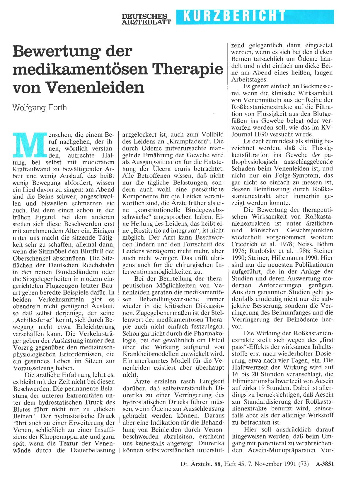 Vorschauseite 1: Bewertung der medikamentösen Therapie von Venenleiden