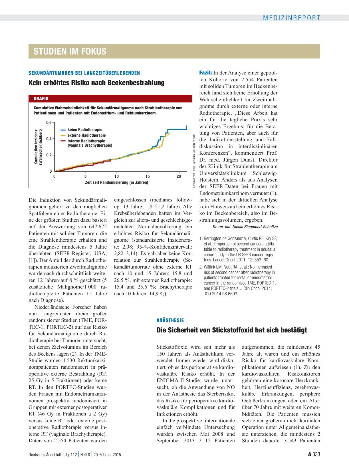 Vorschauseite 1: Anästhesie: Die Sicherheit von Stickstoffoxid hat sich bestätigt