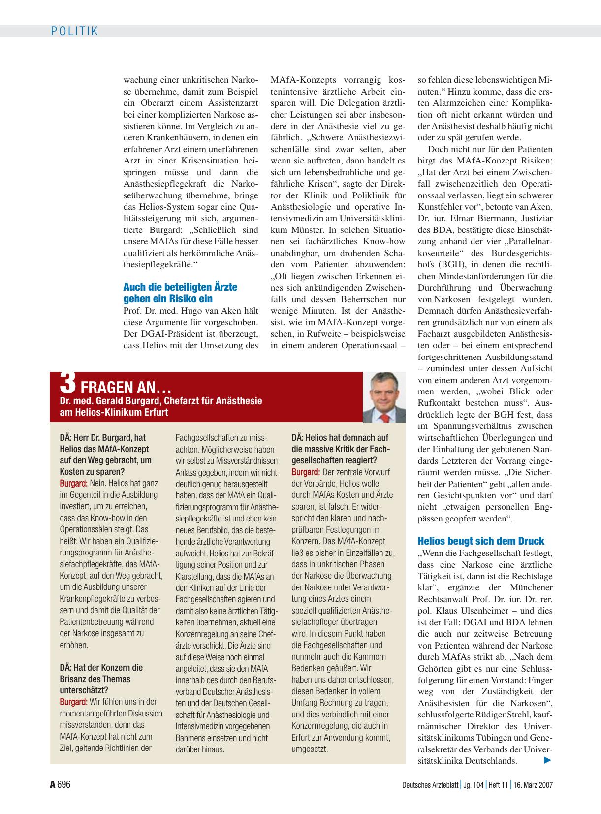 Vorschauseite 1: 3 Fragen an… Dr. med. Gerald Burgard, Chefarzt für Anästhesie am Helios-Klinikum Erfurt