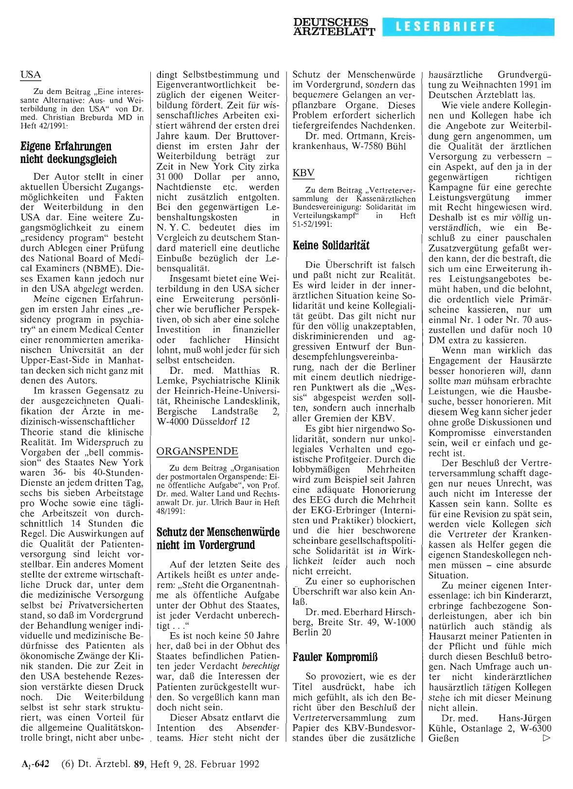 Vorschauseite 1: KBV: Fauler Kompromiß