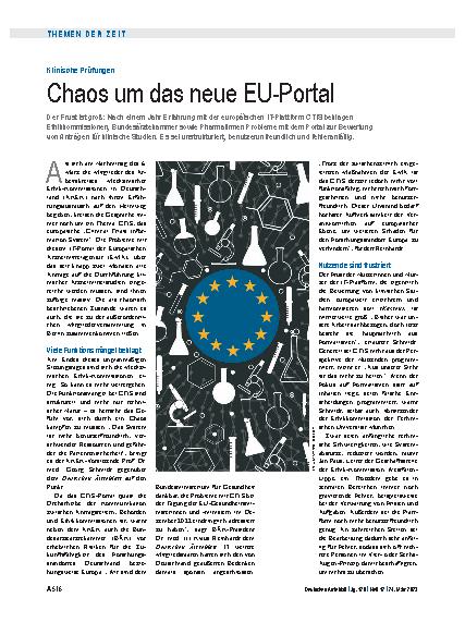 Vorschauseite 1: Klinische Prüfungen: Chaos um das neue EU-Portal