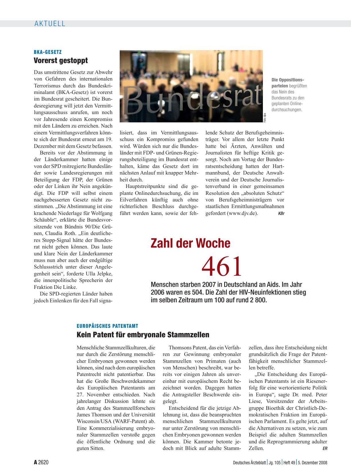 Vorschauseite 1: BKA-Gesetz: Vorerst gestoppt