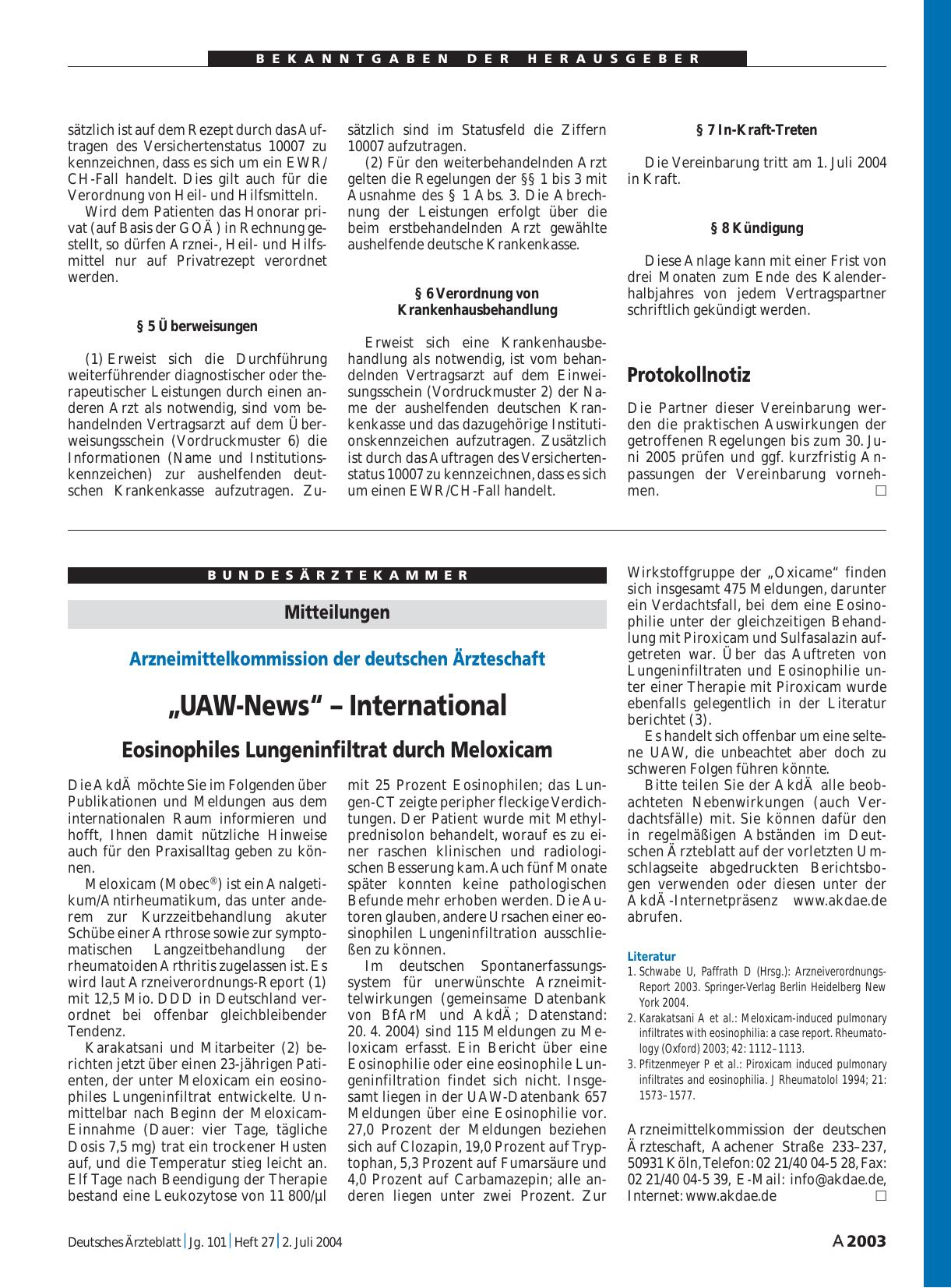 Vorschauseite 1: Mitteilungen: „UAW-News“ – International
