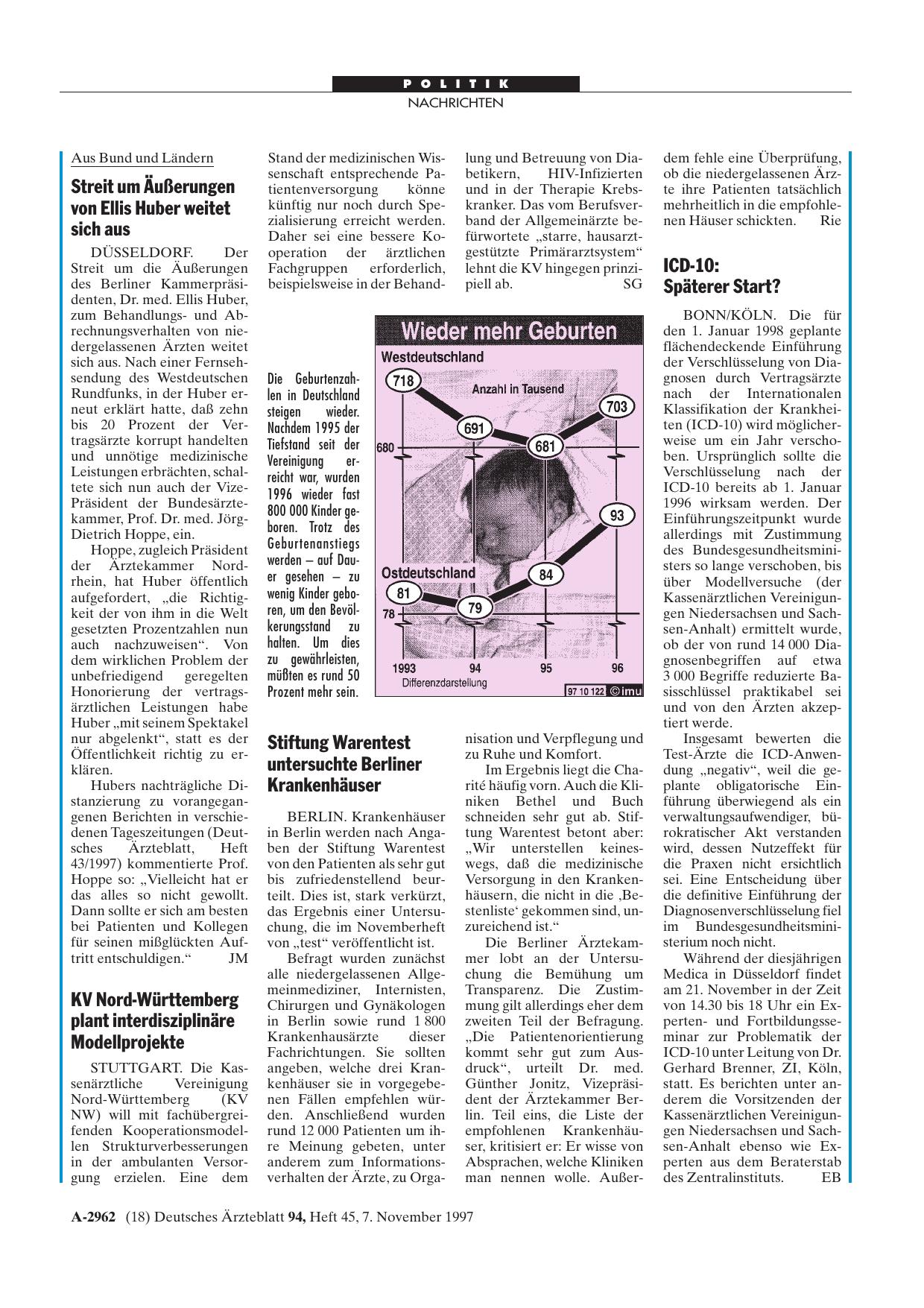 Vorschauseite 1: Wieder mehr Geburten