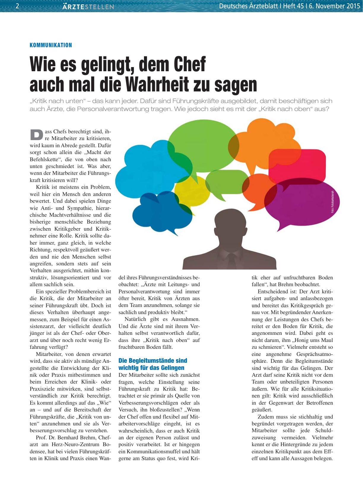 Vorschauseite 1: Kommunikation: Wie es gelingt, dem Chef auch mal die Wahrheit zu sagen