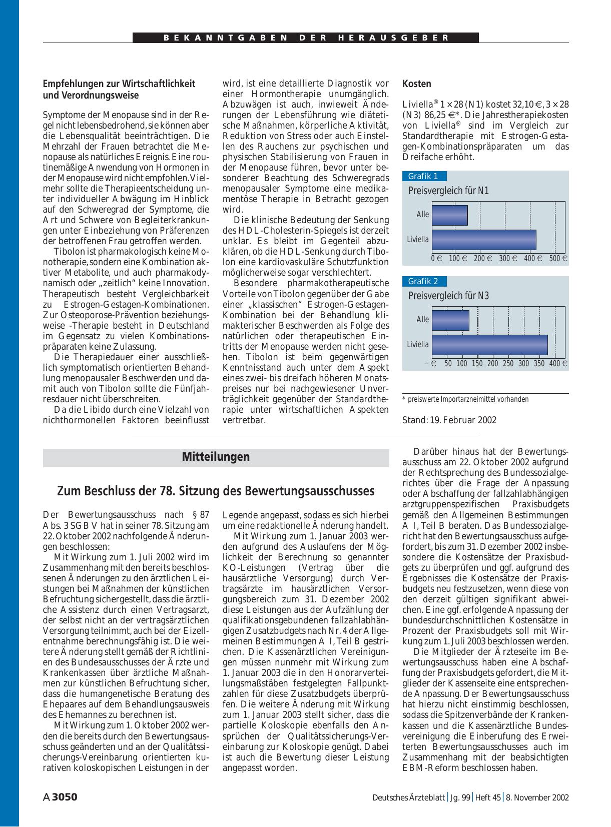 Vorschauseite 1: Mitteilungen: Zum Beschluss der 78. Sitzung des Bewertungsausschusses