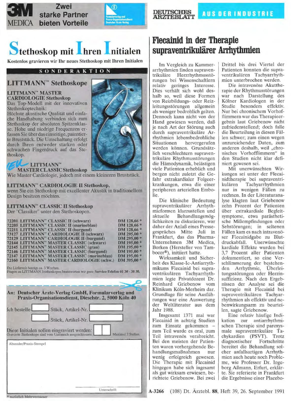 Vorschauseite 1: Flecainid in der Therapie supraventrikulärer Arrhythmien
