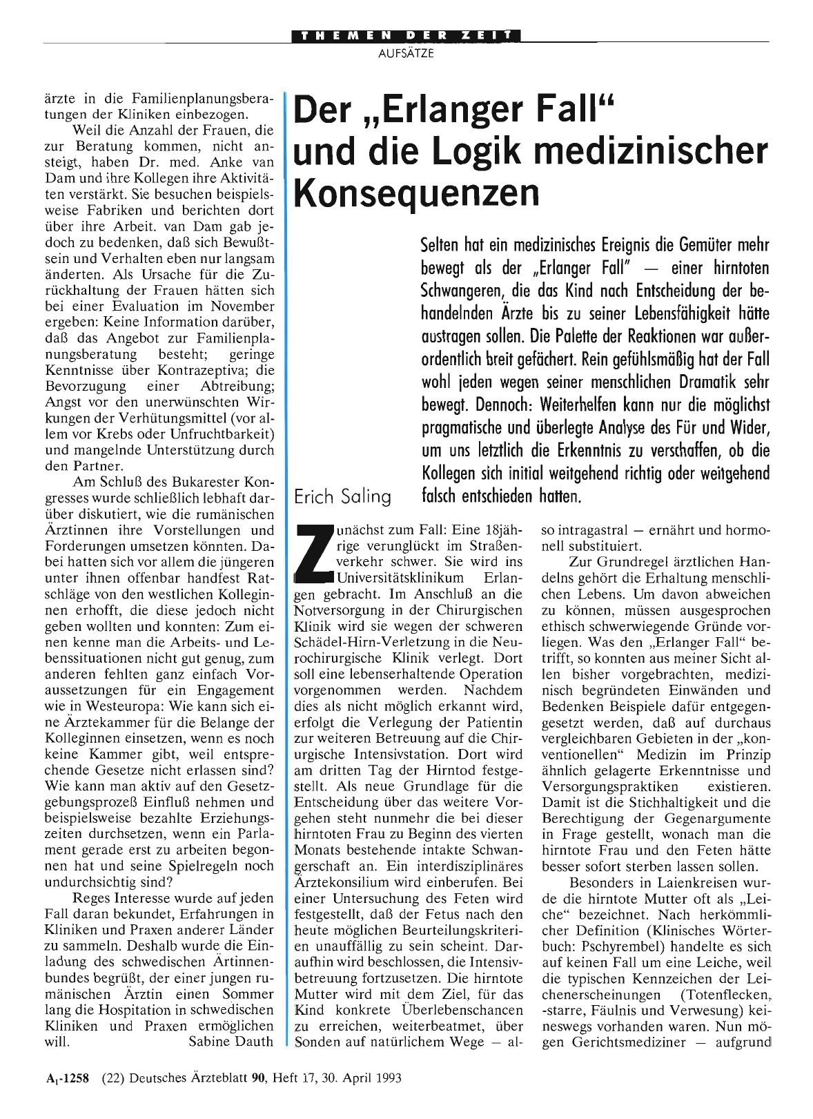 Vorschauseite 1: Der „Erlanger Fall“ und die Logik medizinischer Konsequenzen