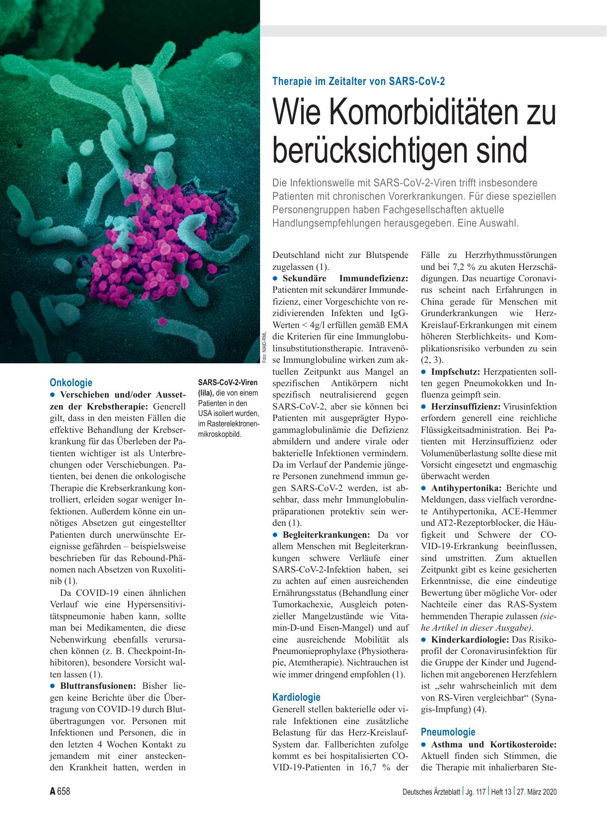Vorschauseite 1: Therapie im Zeitalter von SARS-CoV-2: Wie Komorbiditäten zu berücksichtigen sind