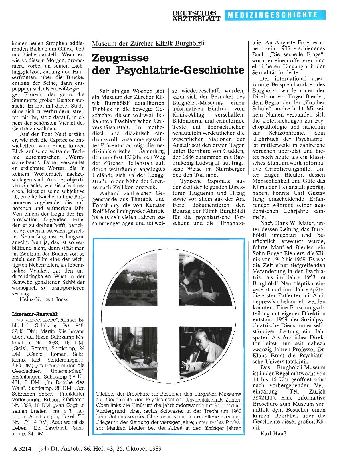 Vorschauseite 1: Museum der Zürcher Klinik Burghölzli: Zeugnisse der Psychiatrie-Geschichte