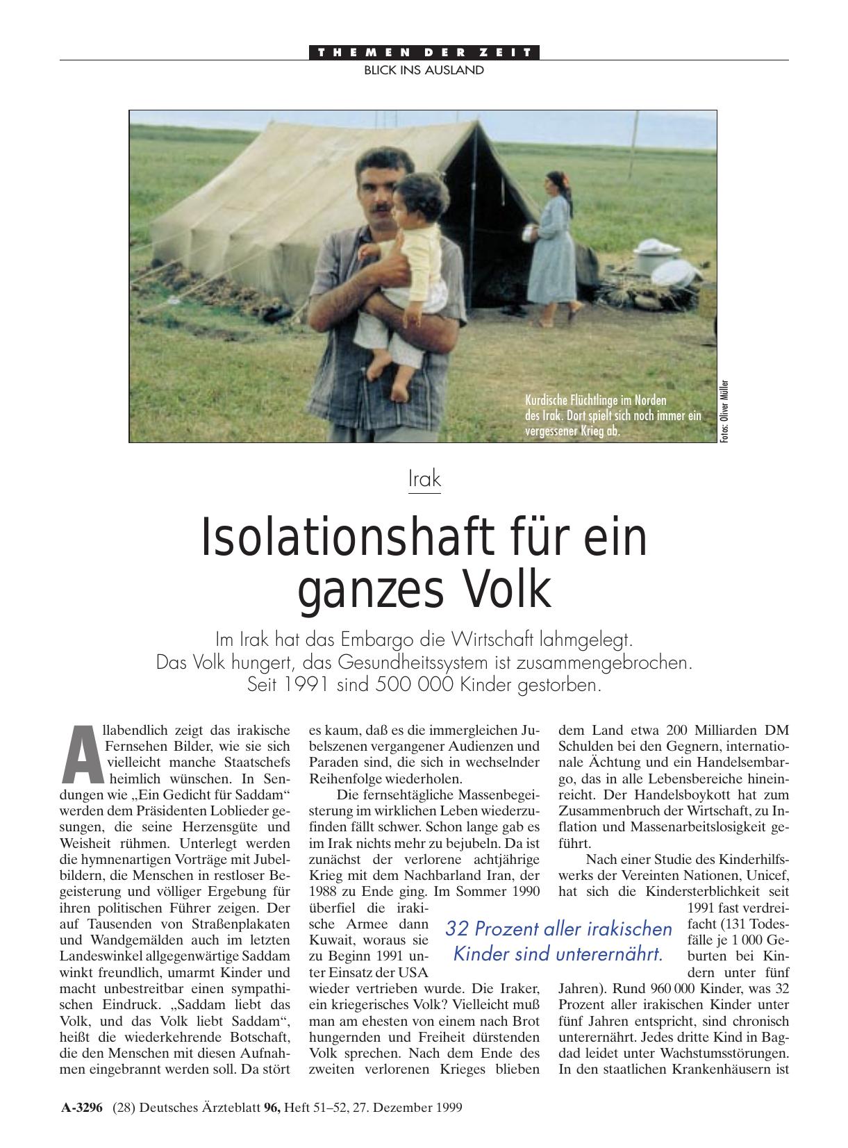 Vorschauseite 1: Irak: Isolationshaft für ein ganzes Volk