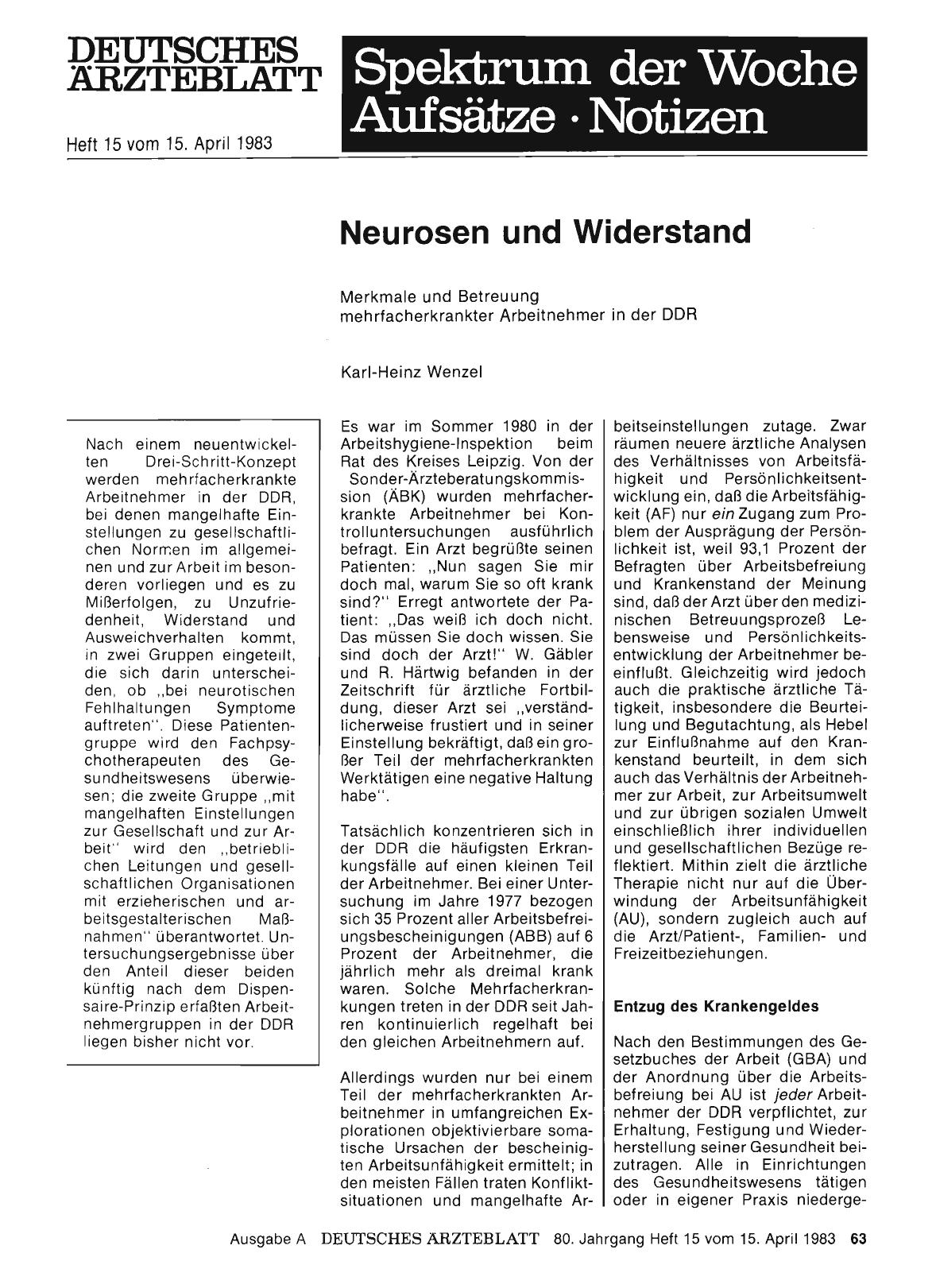 Vorschauseite 1: Neurosen und Widerstand: Merkmale und Betreuung mehrfacherkrankter Arbeitnehmer in der DDR