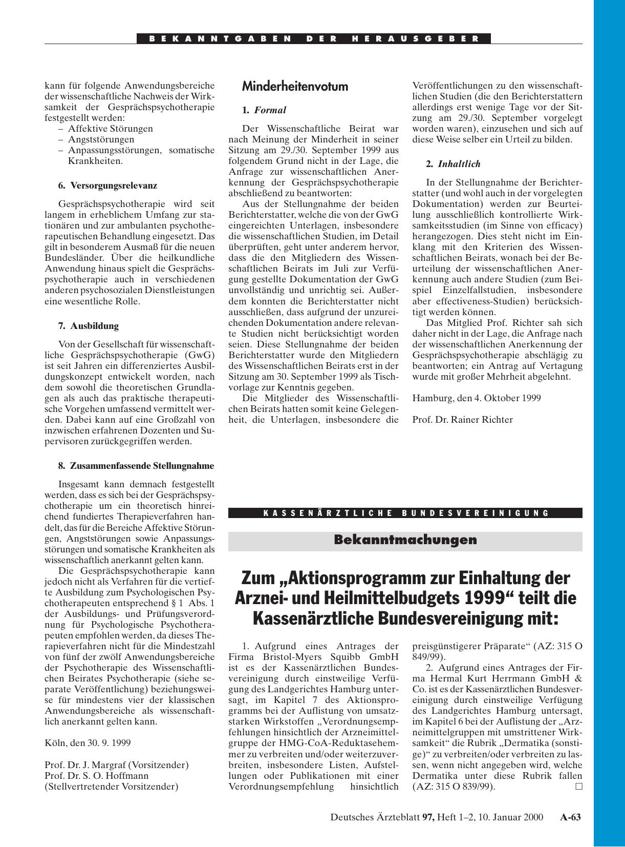Vorschauseite 1: Wissenschaftlicher Beirat Psychotherapie: Minderheitenvotum