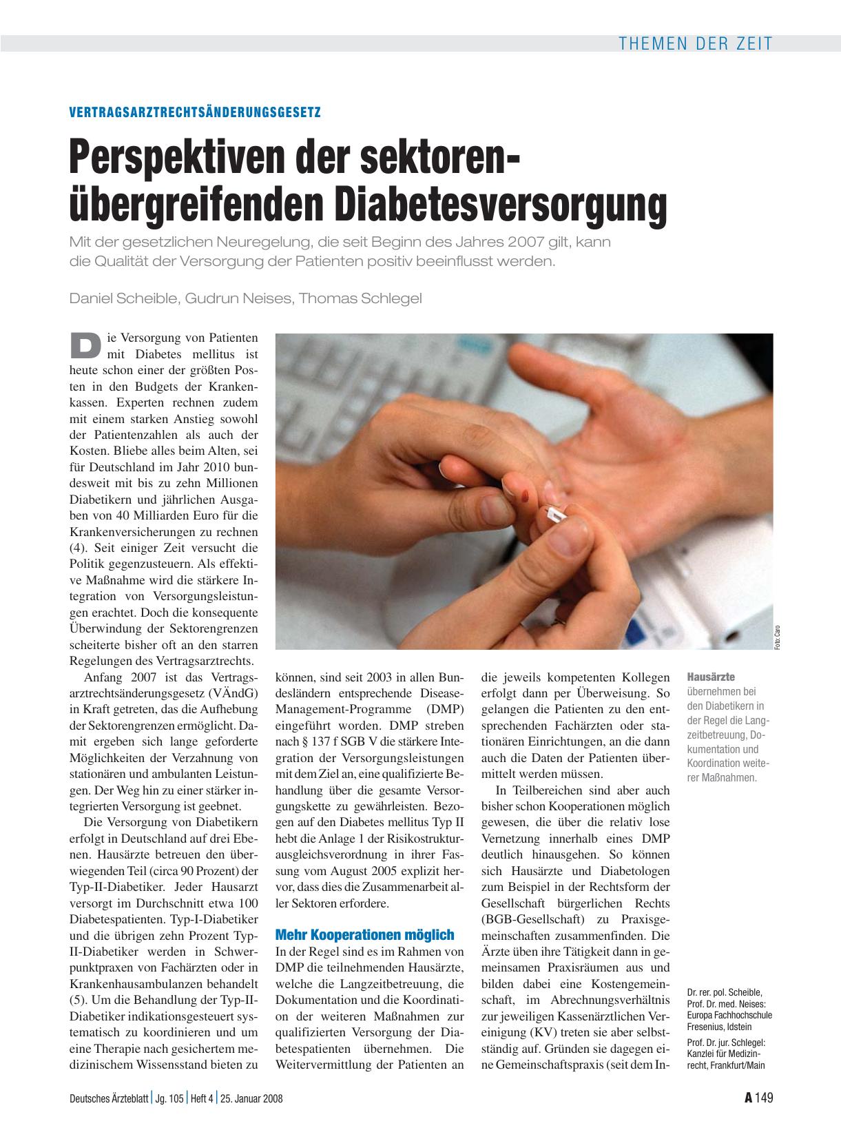 Vorschauseite 1: Vertragsarztrechtsänderungsgesetz: Perspektiven der sektorenübergreifenden Diabetesversorgung