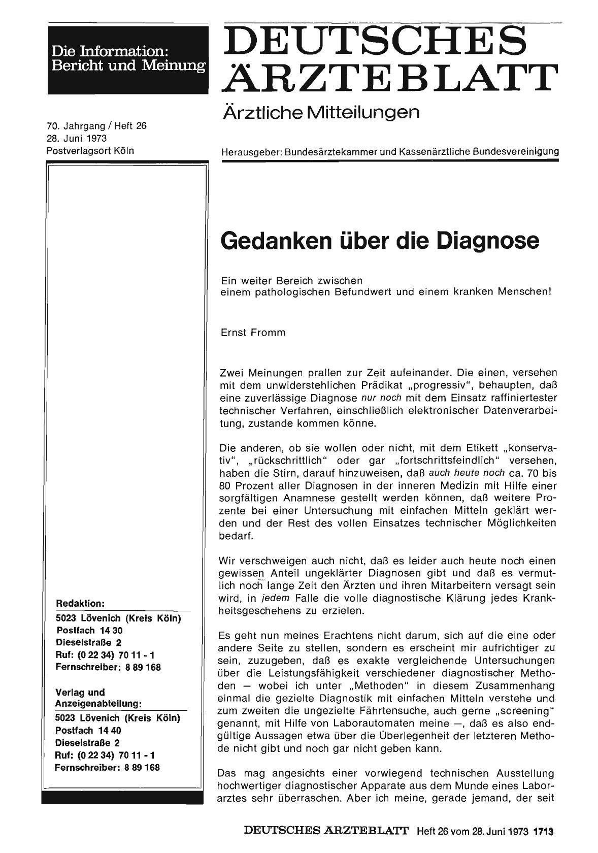 Vorschauseite 1: Gedanken über die Diagnose: Ein weiter Bereich zwischen einem pathologischen Befundwert und einem kranken Menschen!