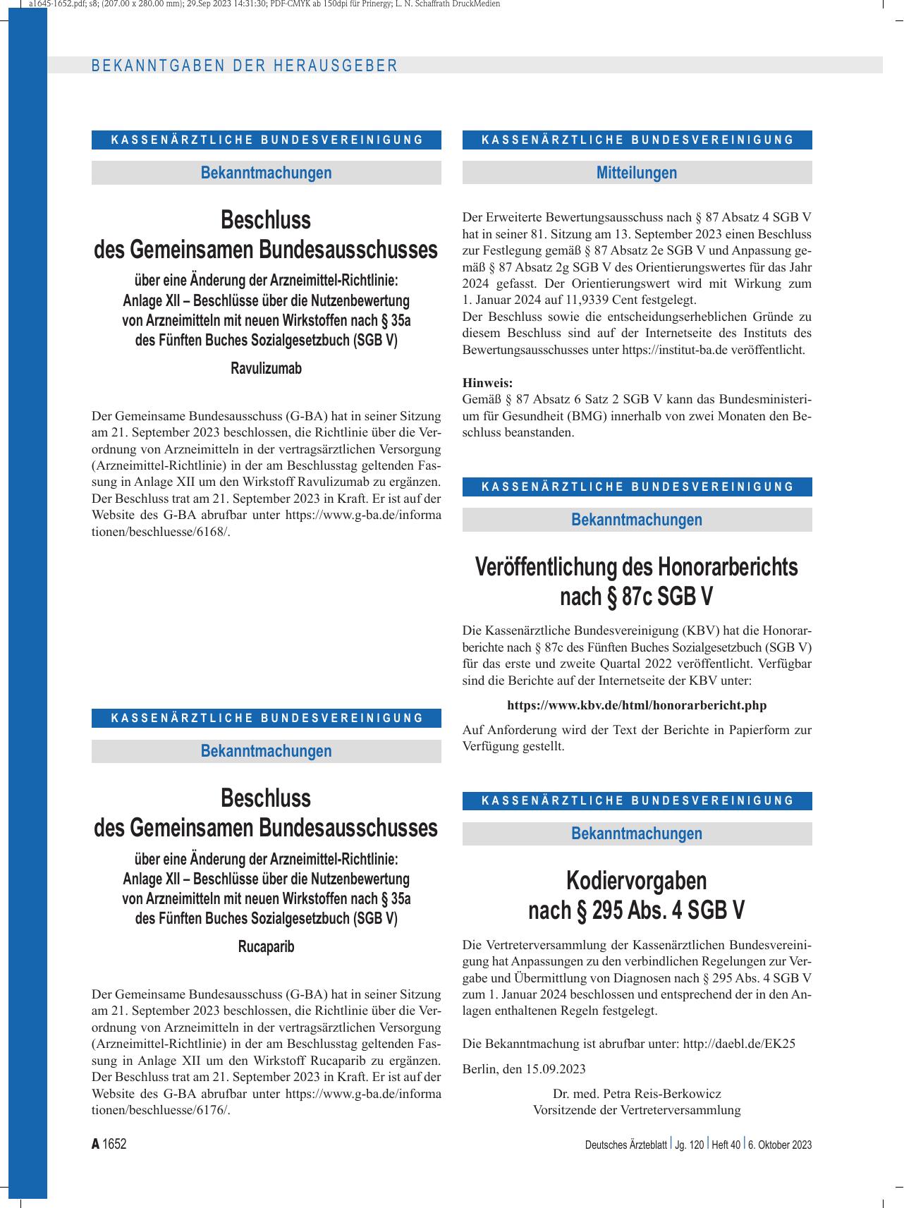 Vorschauseite 1: Beschluss des Gemeinsamen Bundesausschusses über eine Änderung der Arzneimittel-Richtlinie: Ravulizumab
