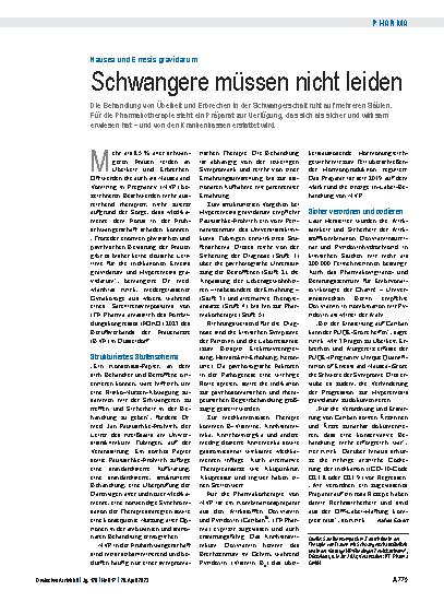 Vorschauseite 1: Nausea und Emesis gravidarum: Schwangere müssen nicht leiden