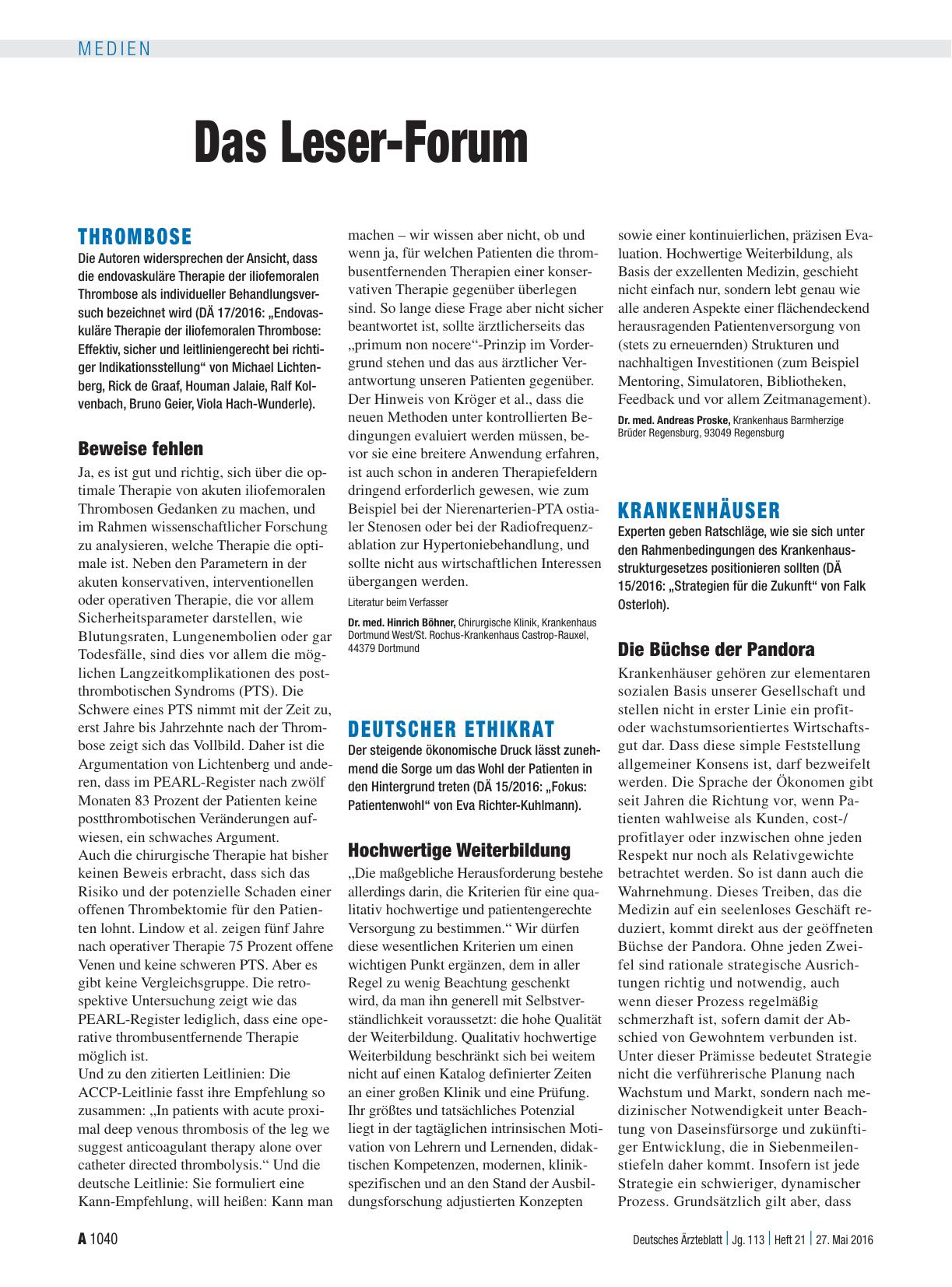 Vorschauseite 1: Thrombose: Beweise fehlen