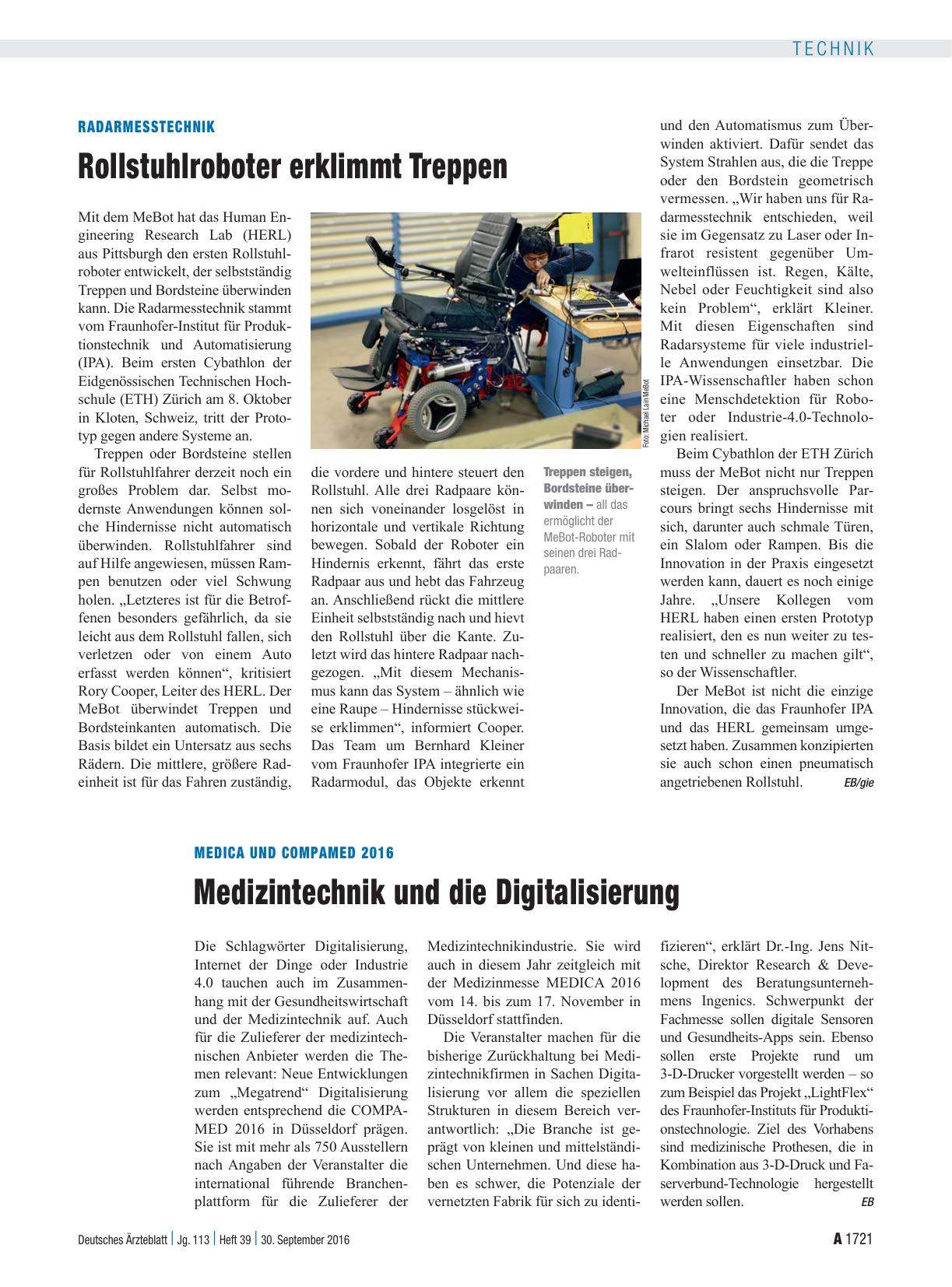 Vorschauseite 1: Medica und Compamed 2016: Medizintechnik und die Digitalisierung