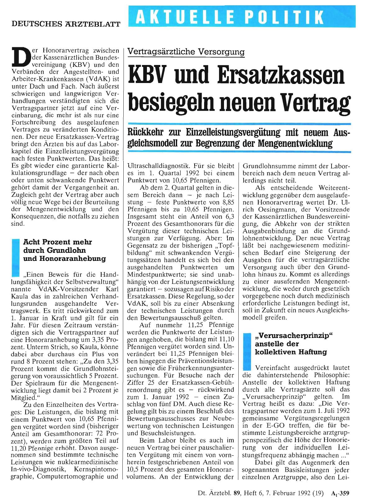 Vorschauseite 1: Vertragsärztliche Versorgung: KBV und Ersatzkassen besiegeln neuen Vertrag