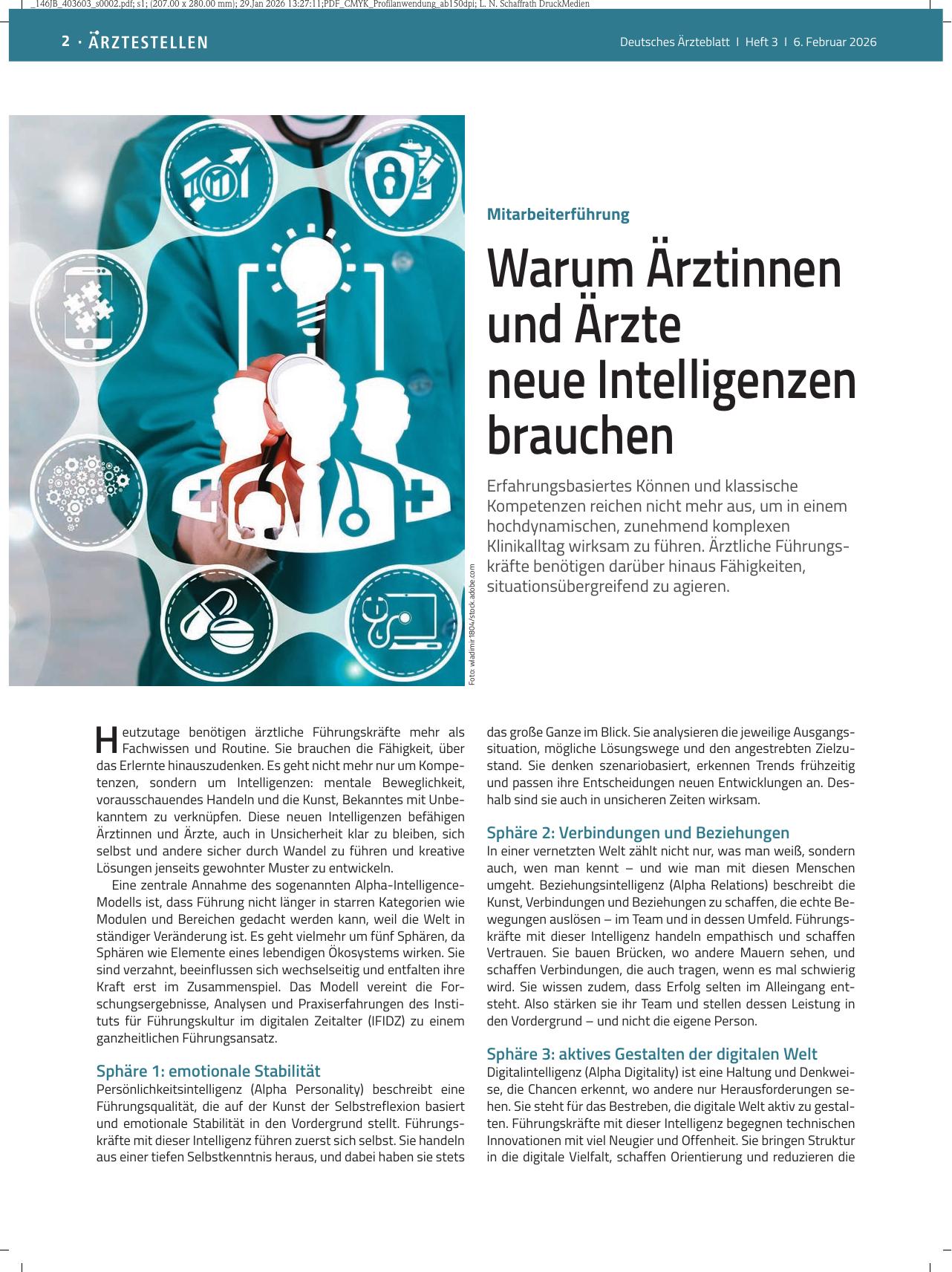 Vorschauseite 1: Mitarbeiterführung: Warum Ärztinnen und Ärzte neue Intelligenzen brauchen