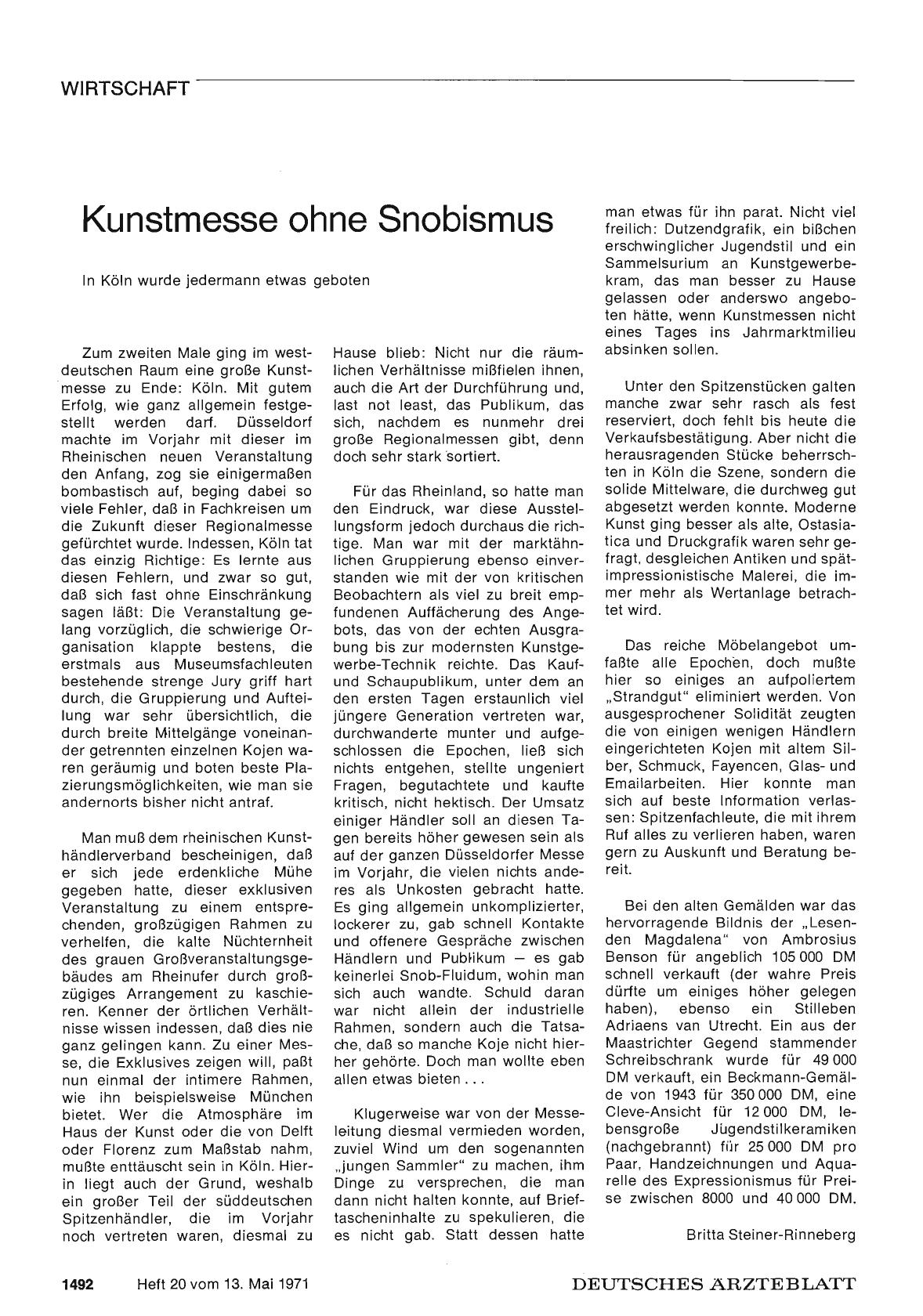 Vorschauseite 1: Kunstmesse ohne Snobismus