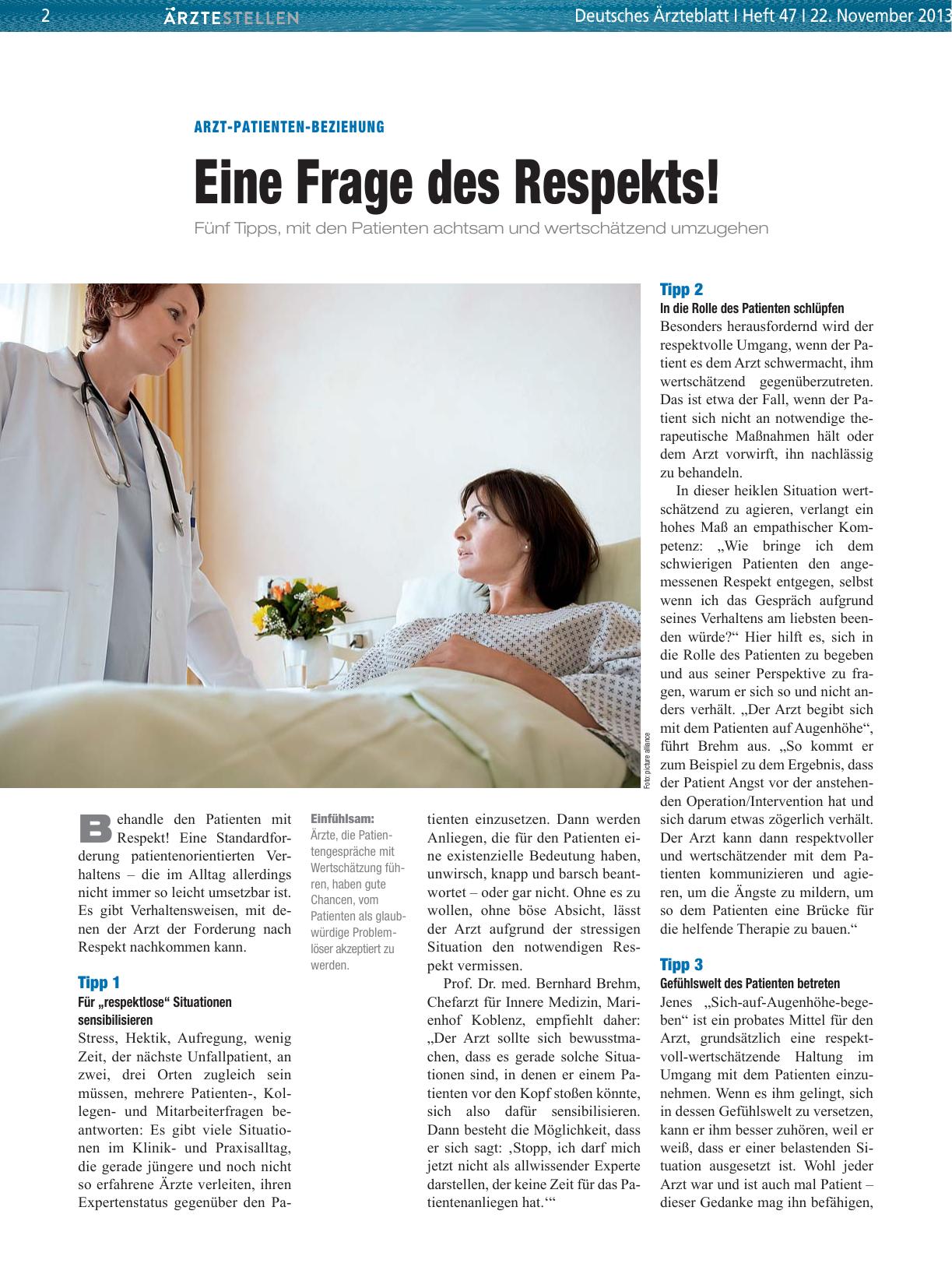 Vorschauseite 1: Arzt-Patienten-Beziehung: Eine Frage des Respekts!