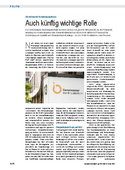 Vorschauseite 1: Gemeinsamer Bundesausschuss: Auch künftig wichtige Rolle