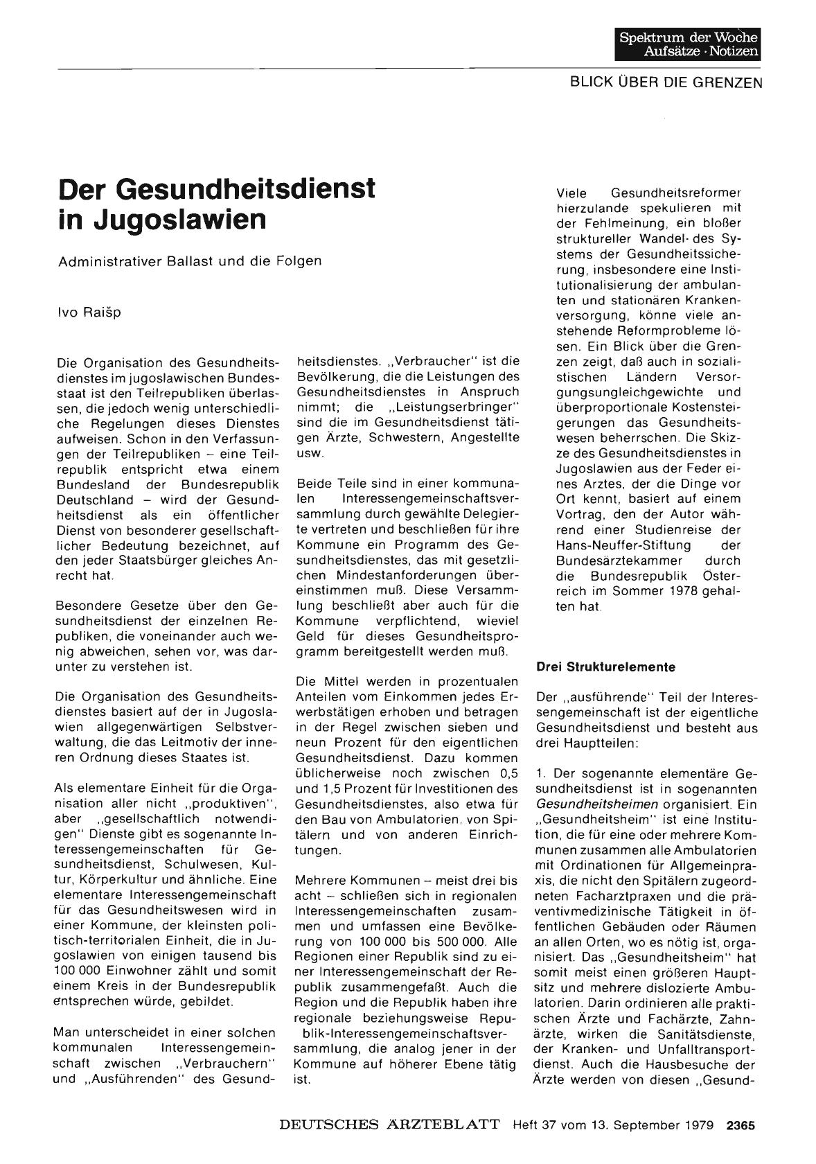 Vorschauseite 1: Der Gesundheitsdienst in Jugoslawien: Administrativer Ballast und die Folgen