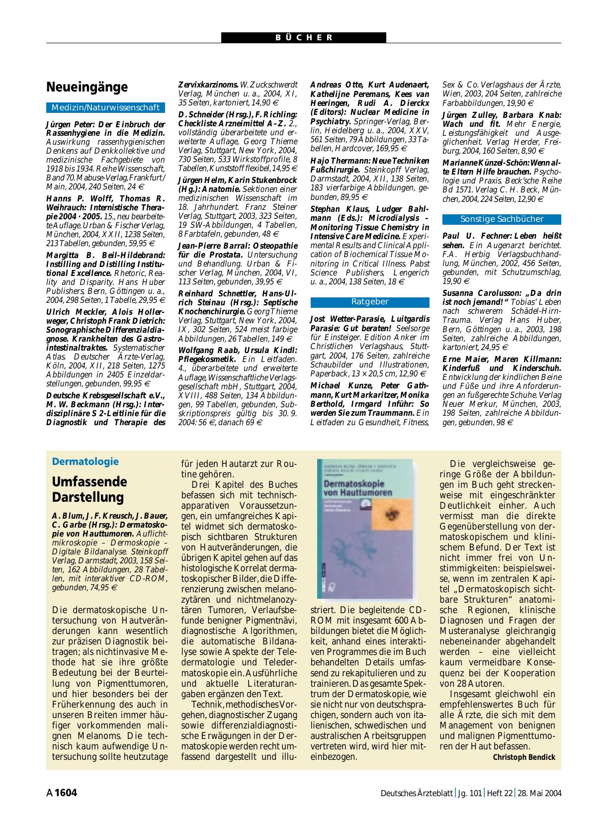 Vorschauseite 1: Dermatoskopie von Hauttumoren. Auflichtmikroskopie – Dermoskopie – Digitale Bildanalyse