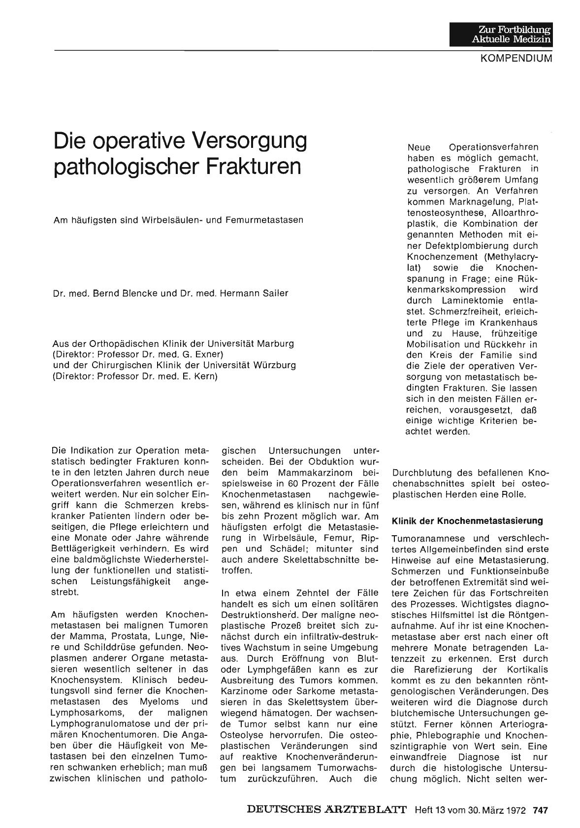 Vorschauseite 1: Die operative Versorgung pathologischer Frakturen