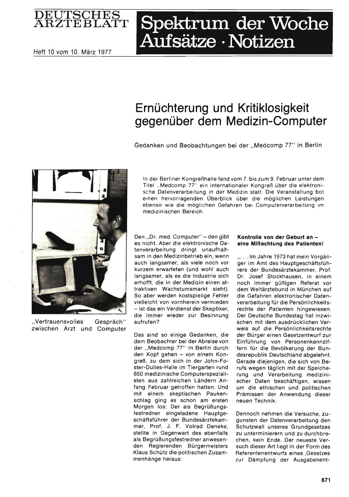 Vorschauseite 1: Ernüchterung und Kritiklosigkeit gegenüber dem Medizin-Computer