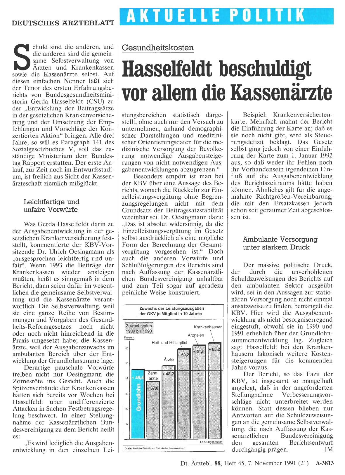 Vorschauseite 1: Gesundheitskosten: Hasselfeldt beschuldigt vor allem die Kassenärzte