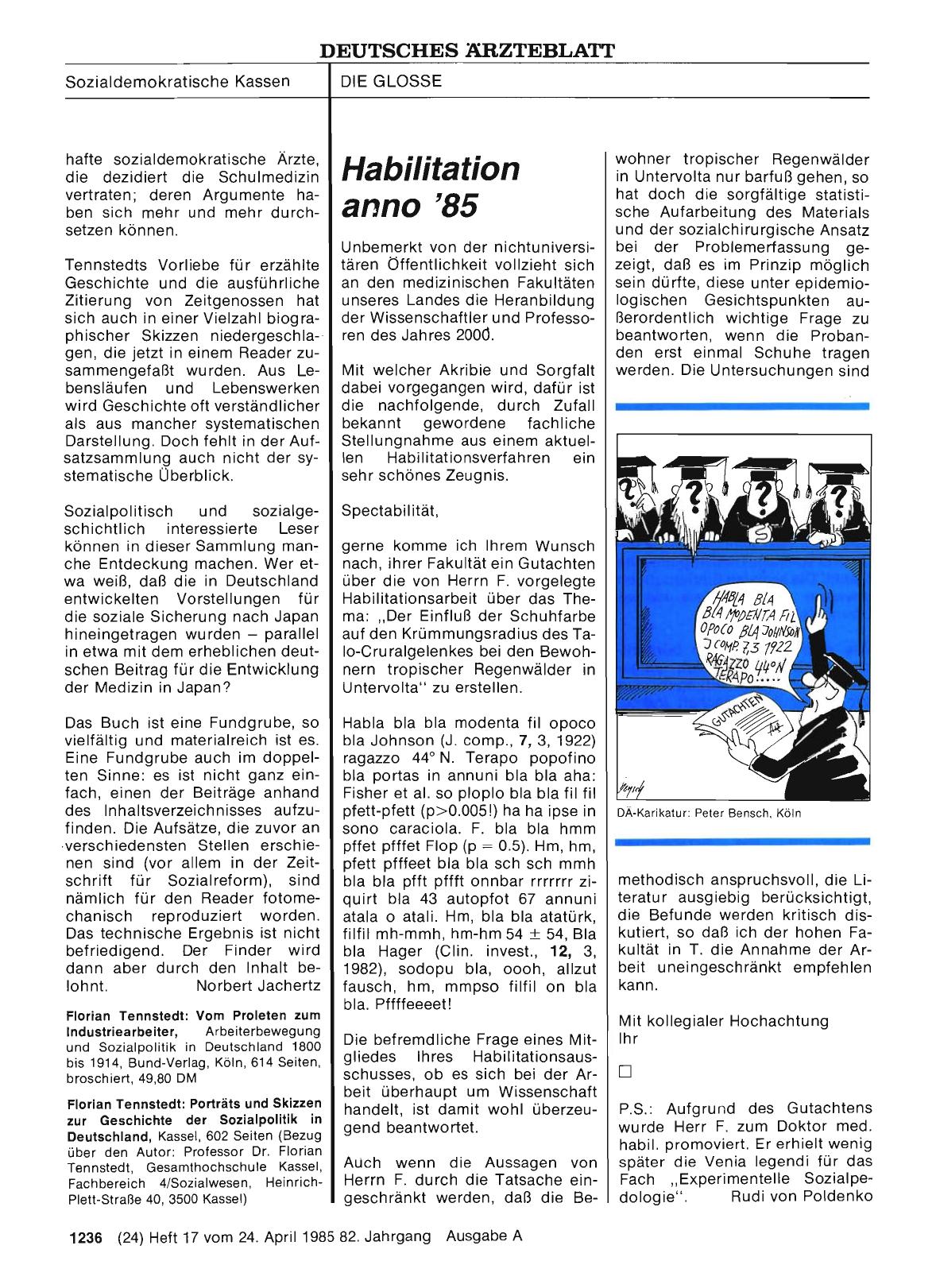 Vorschauseite 1: Habilitation anno '85