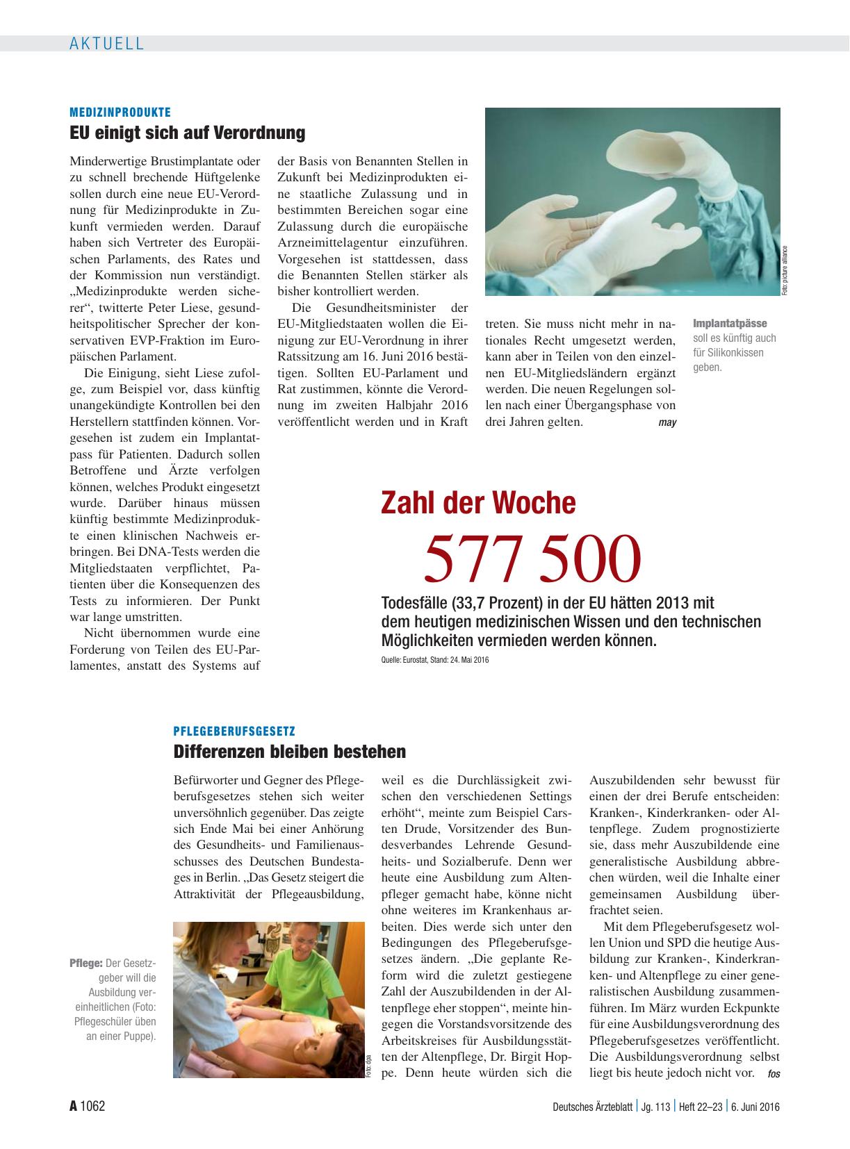 Vorschauseite 1: Medizinprodukte: EU einigt sich auf Verordnung