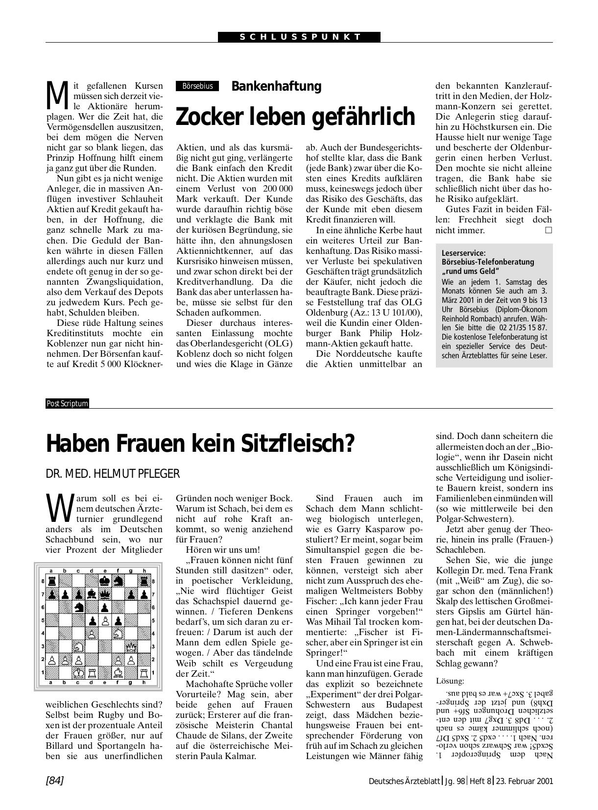 Vorschauseite 1: Haben Frauen kein Sitzfleisch?