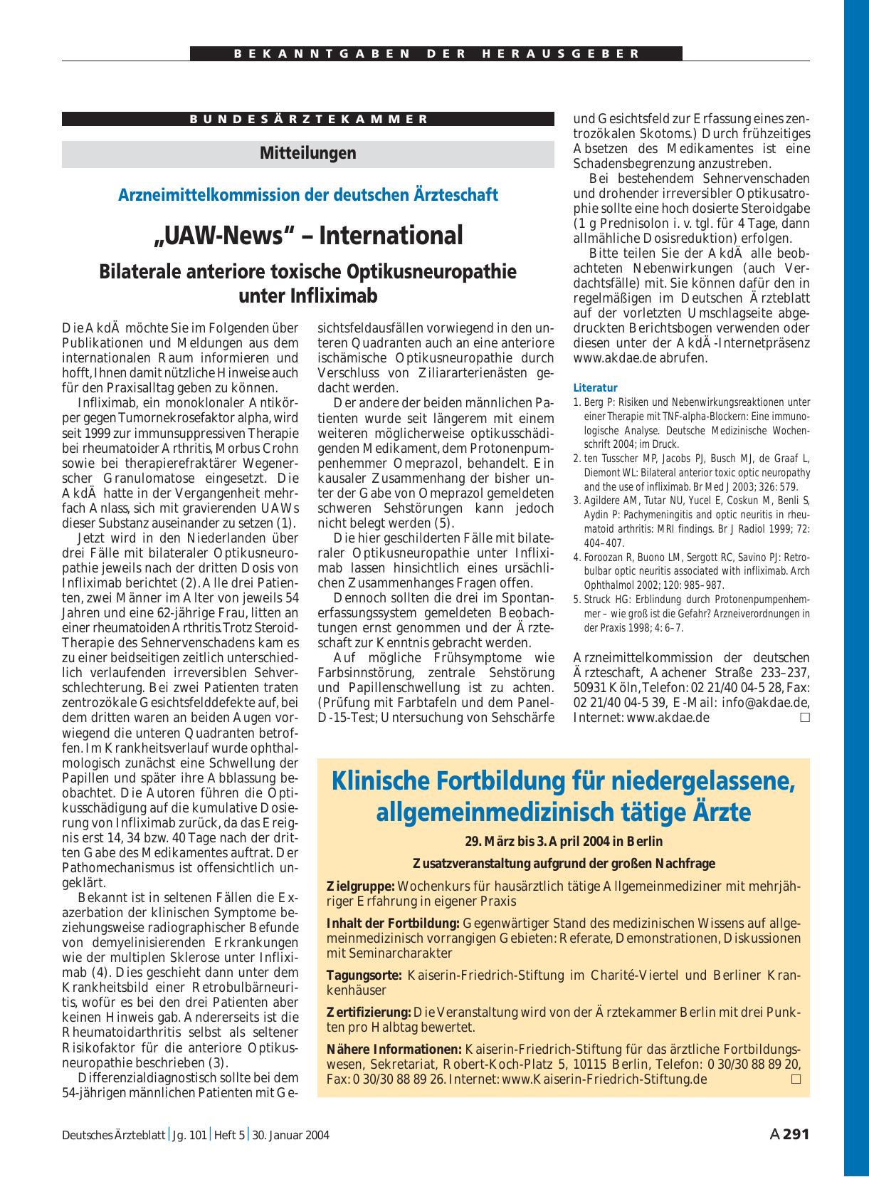 Vorschauseite 1: Mitteilungen: „UAW-News“ – International