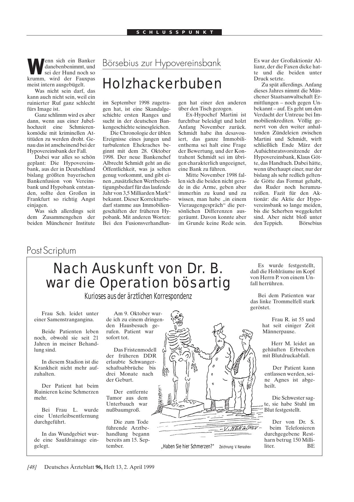 Vorschauseite 1: Börsebius zur Hypovereinsbank: Holzhackerbuben