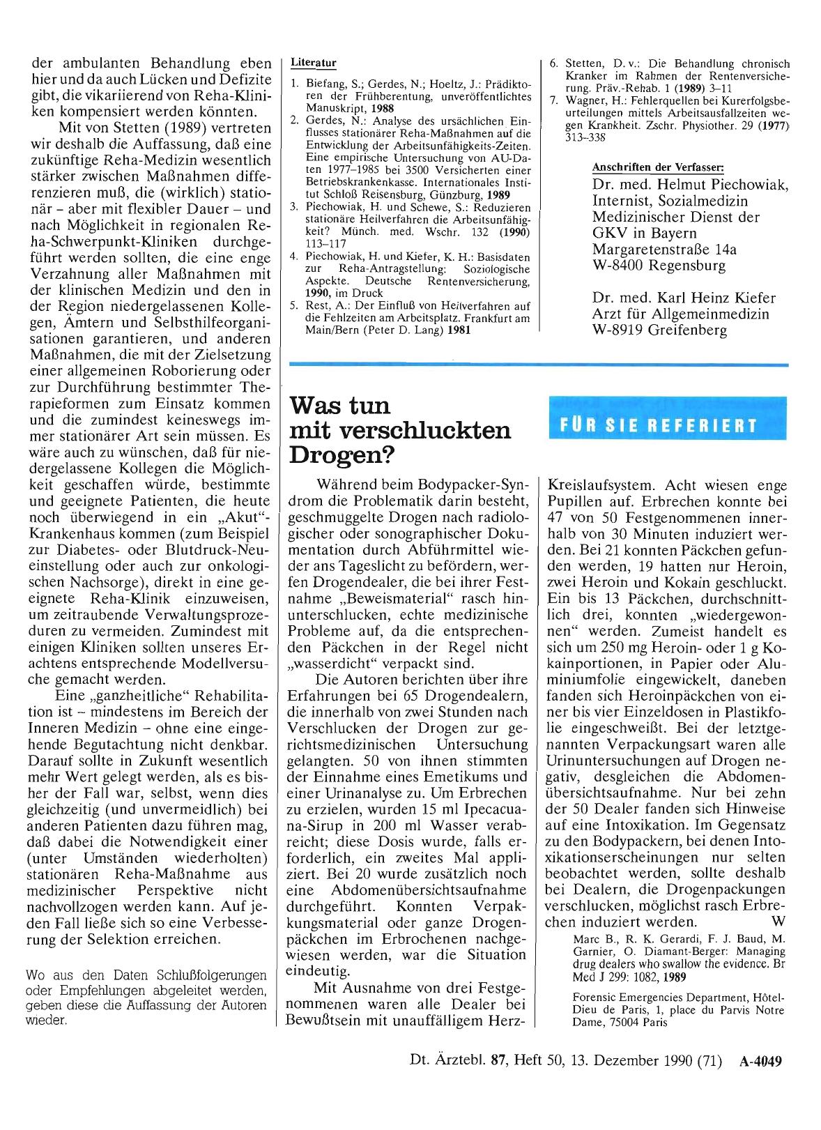 Vorschauseite 1: Was tun mit verschluckten Drogen?