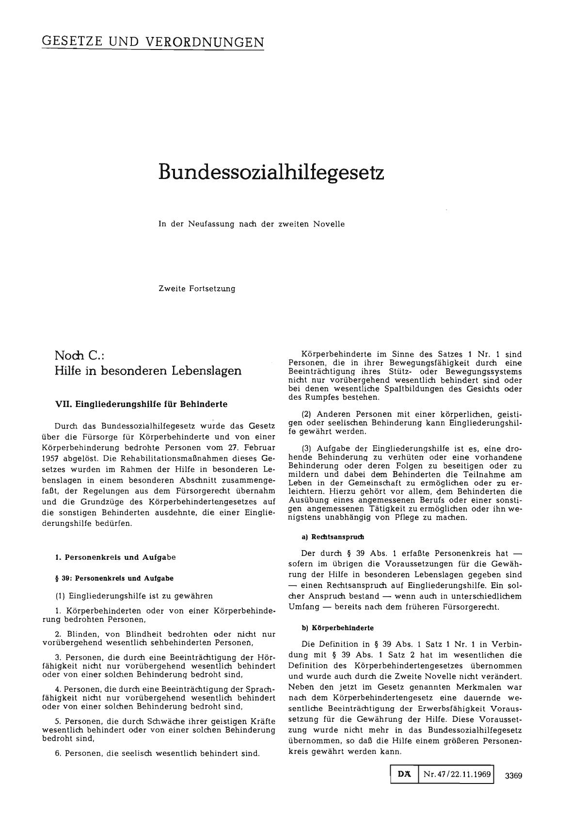 Vorschauseite 1: Bundessozialhilfegesetz (Zweite Fortsetzung)