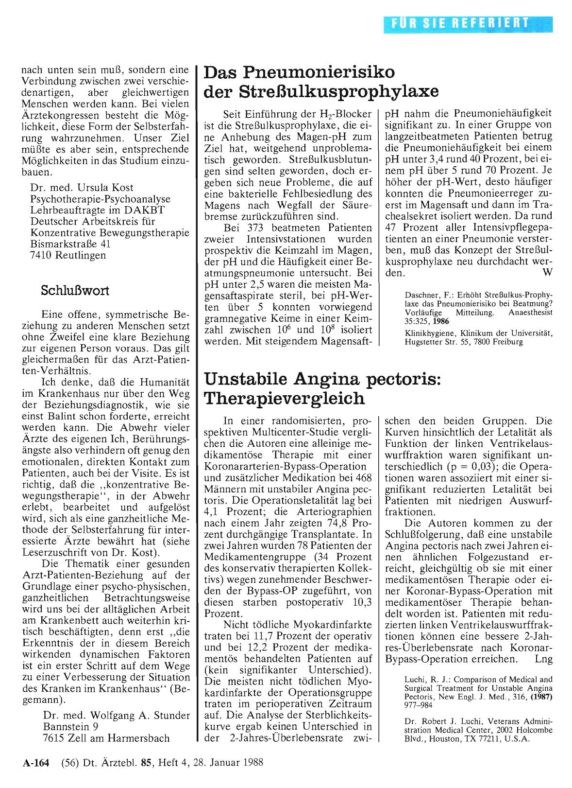 Vorschauseite 1: Das Pneumonierisiko der Streßulkusprophylaxe