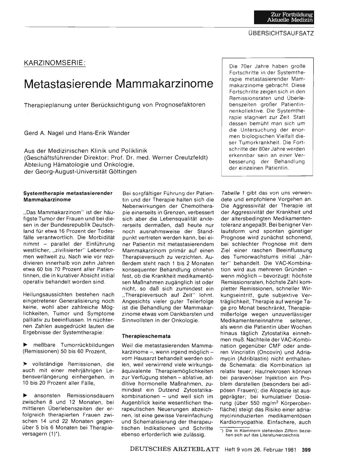 Vorschauseite 1: KARZINOMSERIE: Metastasierende Mammakarzinome