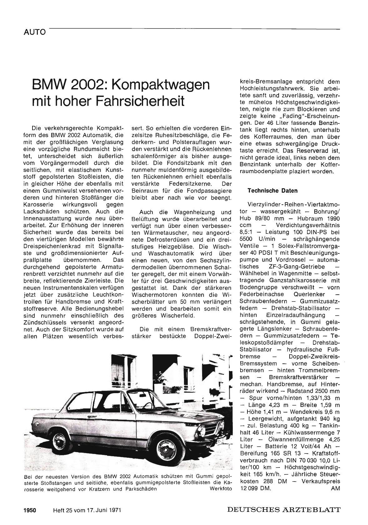 Vorschauseite 1: BMW 2002: Kompaktwagen mit hoher Fahrsicherheit